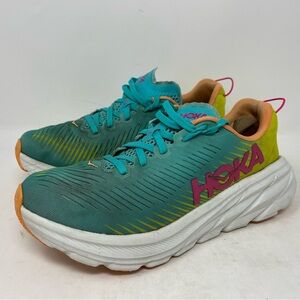 Hoka Kids Turquoise and Yellow Sneakers